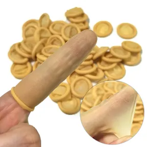 专业供应商黄色无颗粒薄工业乳胶手指套用于洁净室