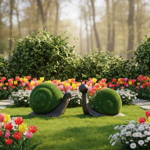 Sculpture d'escargot idyllique en fibre de verre verte - Décoration de jardin sculptée à la main pour pelouse, cour et jardin arrière, tailles personnalisées disponibles - Product Image 6