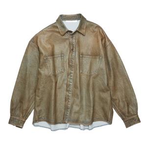 เสื้อเชิ้ตเดนิมผู้ชายทรงโอเวอร์ไซส์ ผ้าฝ้าย 100% สวมใส่สบาย ไม่ยับ ทรงลำลอง แบบกระดุม  สำหรับทุกเพศ - Product Image 6