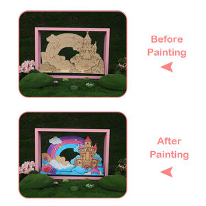 Kit de cadre en bois pour art 3D Wayee, château de licorne |   Ensemble de jouets à dessiner, château à peindre soi-même, modèle licorne, 22.5x15x5.8cm pour - Product Image 3