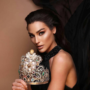 American Miss Earth ajustable desfile corona ganador Tiaras con piedra de diamantes de imitación verde amarillo - Product Image 4