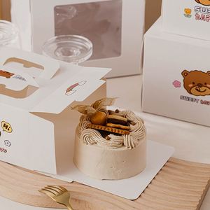 Custom Recyclable 3 4 6 Bread Dessert Boxes Takeaway Cake Cartons and Packaging with Window - Product Image 2
