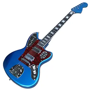 Fljovem instrumento musical elétrico azul, guitarra elétrica com 6 cordas feita na china