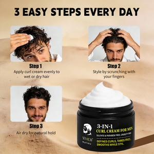 <span class=keywords><strong>Crème</strong></span> capillaire définissant les boucles 3 en 1 Lisse Anti-frisottis Coiffage et soin des cheveux pour hommes <span class=keywords><strong>Crème</strong></span> à boucles organique personnalisée - Product Image 5