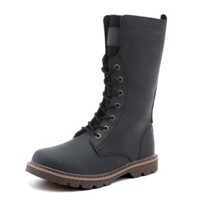 Botas de Tobillo de Cuero Genuino para Hombre, Botas de Trabajo de Motero Retro de Moda, Impermeables, Antideslizantes, con Cordones, para Invierno y Otoño - Product Image 4