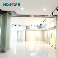 Interior Frameless Frosted Glass Sliding Folding Partition Door Folding Partition Glass Wall System Office Glass Partition