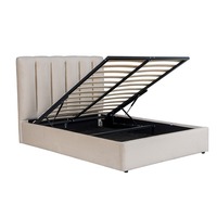 Lit à cadre pneumatique en tissu velours de style nordique, avec coffre de rangement, taille King/Double, pour l'exportation