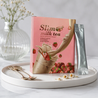 Thé au lait minceur aux herbes naturelles pour brûler les graisses, détox rapide, perte de poids en 7, 14, 28 jours, saveur fraise, boîte faible en glucides