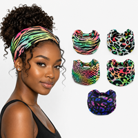 Bandeau de sport personnalisé avec logo imprimé léopard, large, absorbant la transpiration, élastique, pour femmes, entraînement, yoga, vente en gros