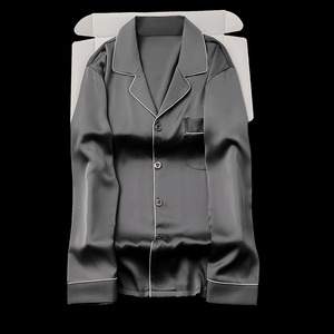 Piyama Satin bordir reguler dasar kustom Set 2 buah piyama sutra mewah polos pria Set baju tidur piyama Satin - Product Image 2