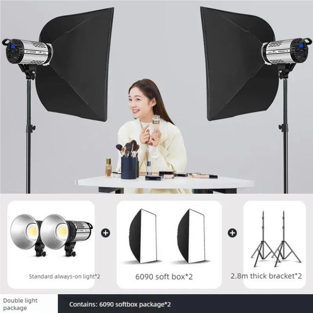 250W Professional Photographic Lighting Kit LED Light for Video Shooting 2.8M Stand Softbox Double Light Set