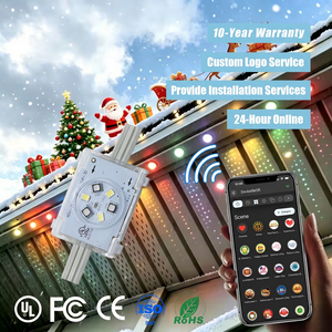Projecteurs sur rail à 6 LED de 200, 300 et 400 pieds, étanches IP68, éclairage extérieur permanent pour Noël, lumière ponctuelle RVB 48V - Product Image 1