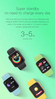 Bracelet intelligent TFT carré à succès avec moniteur de fréquence cardiaque et suivi d'activité, bracelet en silicone, étanche 3 ATM, jusqu'à 7 jours d'autonomie de la batterie