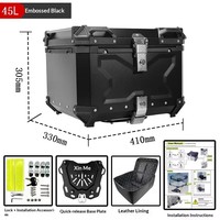 Coffre de moto Proguard 55L en alliage d'aluminium, universel, à fixation rapide, avec boîte arrière