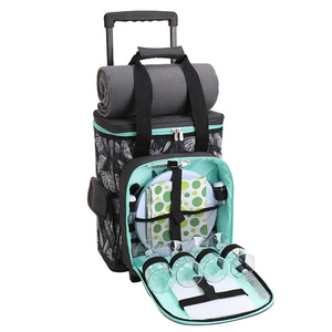 2021 New Tableware Picnic Bag Set Outdoor Portable Thermal Insulation Cold Storage Quad Camping Picnic <strong>Trolley</strong> Bag - Product Image 1