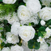 Prix d'usine, vente en gros personnalisée, décoration florale artificielle en soie, 90 cm, magnifique boule de fleurs artificielle blanche de grande taille