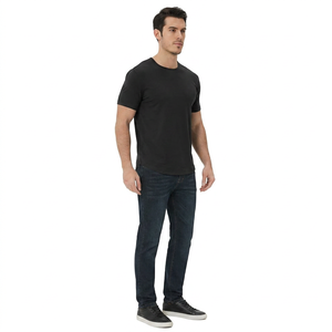 Camiseta Formal Negra de Alta Calidad para Hombre, Cuello Redondo, 100% Algodón con Serigrafía, Anti-Pilling, Corte Holgado - Product Image 1