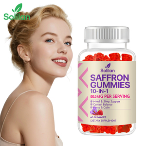 Trung Quốc Raspberry hương vị nghệ tây Gummy hữu cơ 10 trong 1 công thức chống căng thẳng nghệ tây Ashwagandha chiết xuất tâm trạng gummies bổ sung - Product Image 1