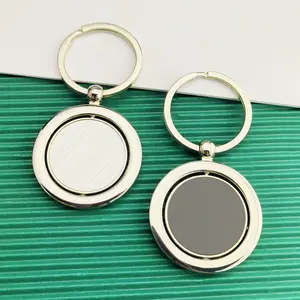 Custom Logo Design Heavy Duty Retractable 360 Rotating Keychain Floating Keyring With Letterpress Printing Metal Material