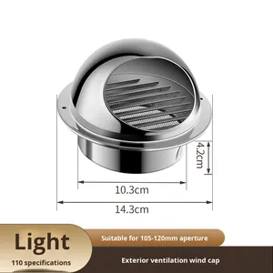 OEM Thickened 304 Stainless Steel Exterior Wall Exhaust Vent Breather Cap Spherical Range Hood Air Outlet 304 Air Vent - Product Image 6
