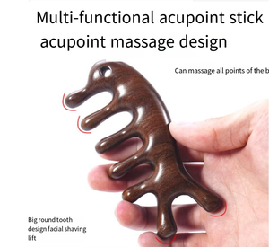 Pettine per Massaggio Gua Sha in Legno di Sandalo con Denti in Legno per Massaggio di Spalle e Collo, Uso Domestico - Product Image 2