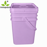 Seau carré en plastique de qualité supérieure, 5 gallons (20 litres), de qualité alimentaire, avec couvercle et poignée