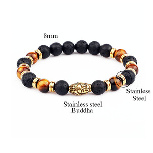 <span class=keywords><strong>Bracelet</strong></span> bouddha pour hommes <span class=keywords><strong>en</strong></span> acier inoxydable, bijou <span class=keywords><strong>en</strong></span> <span class=keywords><strong>pierre</strong></span> <span class=keywords><strong>de</strong></span> <span class=keywords><strong>lave</strong></span> naturelle <span class=keywords><strong>de</strong></span> haute qualité, perle œil <span class=keywords><strong>de</strong></span> tigre - Product Image 2