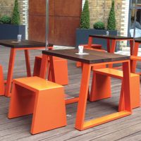 Ensemble de table et bancs d'extérieur en acier inoxydable pour cour, jardin, balcon, terrasse, mobilier de loisirs pour gîtes