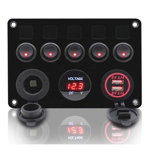 Panel de interruptores basculantes LED universal de 5 posiciones con cargadores USB 3.0, voltímetro digital de 12V/24V y adaptador de corriente para camiones - Product Image 3