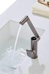 Thiết bị vệ sinh cao cấp nhiệt độ màn hình hiển thị lavabo thông minh 360 độ phòng tắm Brass sàn gắn dẫn lưu vực bồn rửa vòi tap - Product Image 6