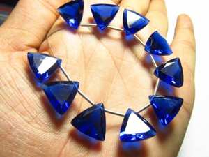 5 Pares de Cuentas de Cuarzo Azul Zafiro de Cachemira, Color Natural, Corte Trillón, 12x12 mm, Gemas Sueltas de la India - Product Image 6