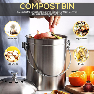 Contenedor de Compostaje Doméstico de 1.3 Galones con Filtro de Carbón para Residuos de Alimentos, Contenedor de Compostaje de Acero Inoxidable para Cocina - Product Image 3
