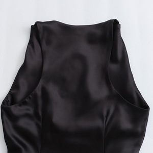OEM ODM en stock, 9 couleurs, robe élégante sans manches en satin, taille froncée, robe de soirée formelle maxi pour femmes - Product Image 4