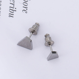 Minimalist <b>Titanium</b> Steel Geometric Irregular Triangle Stud Earrings For Men And Women - Product Image 3