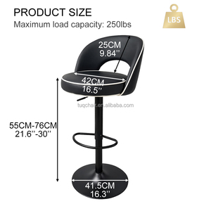 Venta de Fábrica: <span class=keywords><strong>Taburetes</strong></span> de Bar Ergonómicos con Respaldo Negro Tapizado y Base Metálica Resistente; <span class=keywords><strong>Taburetes</strong></span> de Bar de Lujo al por Mayor para <span class=keywords><strong>Cocina</strong></span> - Product Image 3