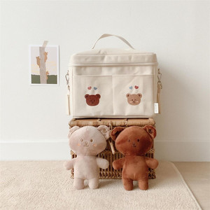 Borsa portaoggetti isolata in tessuto felpato con ricamo orsetto <span class=keywords><strong>DOTO</strong></span> stile coreano per passeggino e uso domestico - Product Image 5