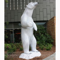 Sculpture d'animal grandeur nature de jardin extérieur blanc de haute qualité Statue d'ours polaire en marbre