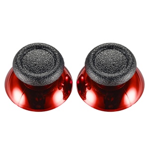EXtremeRate Chroming Red & Black Customized Replacement Analog Black Rubber Thumbsticks Compatible with <b>PS4</b> <b>Controller</b> - Product Image 1