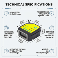 Módulo Escáner de Código de Barras 2D Integrado RS485 RS232 con Control de E/S por PLC 5V-48V para Automatización Industrial Fabricante OEM
