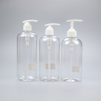Bouteilles de shampooing en plastique PET transparentes personnalisées, vides, avec pompe, 300 ml, 500 ml, 750 ml, pour gel douche