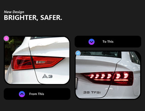 Per Audi A3 dal 2013 al 2020. Modifiche con Luci Posteriori a LED di 25a Generazione, che consentono un'illuminazione fluida durante le svolte. Alta luminosità. - Product Image 3