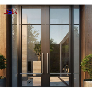 Puerta de Entrada de Aleación de Aluminio Estilo Industrial, Puerta Frontal de Metal y Vidrio, Materiales de Construcción para Oficinas Modernas y Proyectos de Edificación - Product Image 1