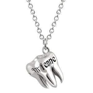 Collar con colgante de circonita de acero inoxidable de dientes pequeños, versión alta, Empress Dowager Vivienne, cadena Figaro de moda, de alta gama para hombre - Product Image 1