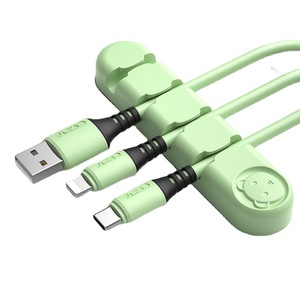 Organizador de Cables de Silicona con Diseño de Oso Adorable para Cables USB, Clip de Gestión de Cables, Color Verde, Duradero y Flexible - Product Image 6