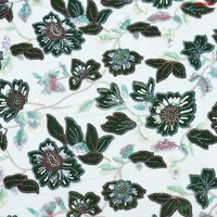 Tissu en velours à paillettes avec broderie florale personnalisée, tissu en dentelle de velours, tissu en velours brodé