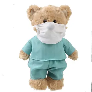 לקבל מתנה גם בית חולים מטופל תלבושת אחידה מותאם אישית סיטונאי ממולא צעצוע דוב קטיפה עם רופא רופא הקטיפה דובון