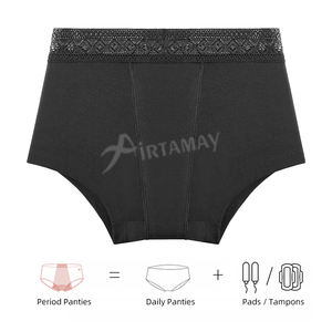 Braguitas Menstruales de Encaje, Flujo Abundante, Algodón Orgánico, 4 Capas, <span class=keywords><strong>Bombacha</strong></span> Menstrual, Estilo Boyleg - Product Image 3