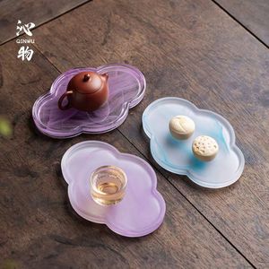Frosted Begonia Dry Brewing Tray Japanese Glass Tea Stand Transparent Small Tea Set Accessory For Adults - Product Image 4