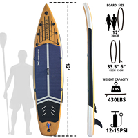 Tabla de Paddle Surf Inflable ACEHERO con Diseño de Madera, Sistema de 3 Aletas, 12'0\"x33.5\"x6\", con Soporte para Cámara de Acción, para Viajes