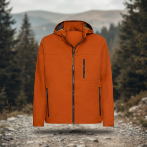 Men's <b>Orange</b> Hooded <b>Fleece</b> Jacket Windproof Zipper Closure Casual Outdoor Wear Autumn Regular Fit - Product Image 2